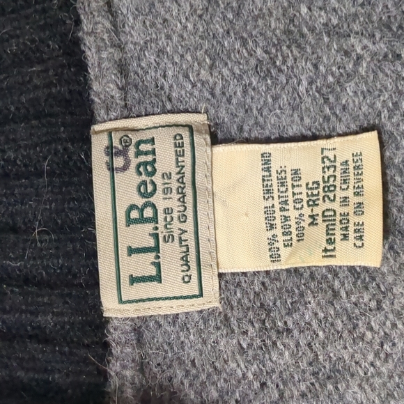 LL Bean Quarter Zip Grey Sweater with Elbow Pads mens size Medium - Picture 3 of 8